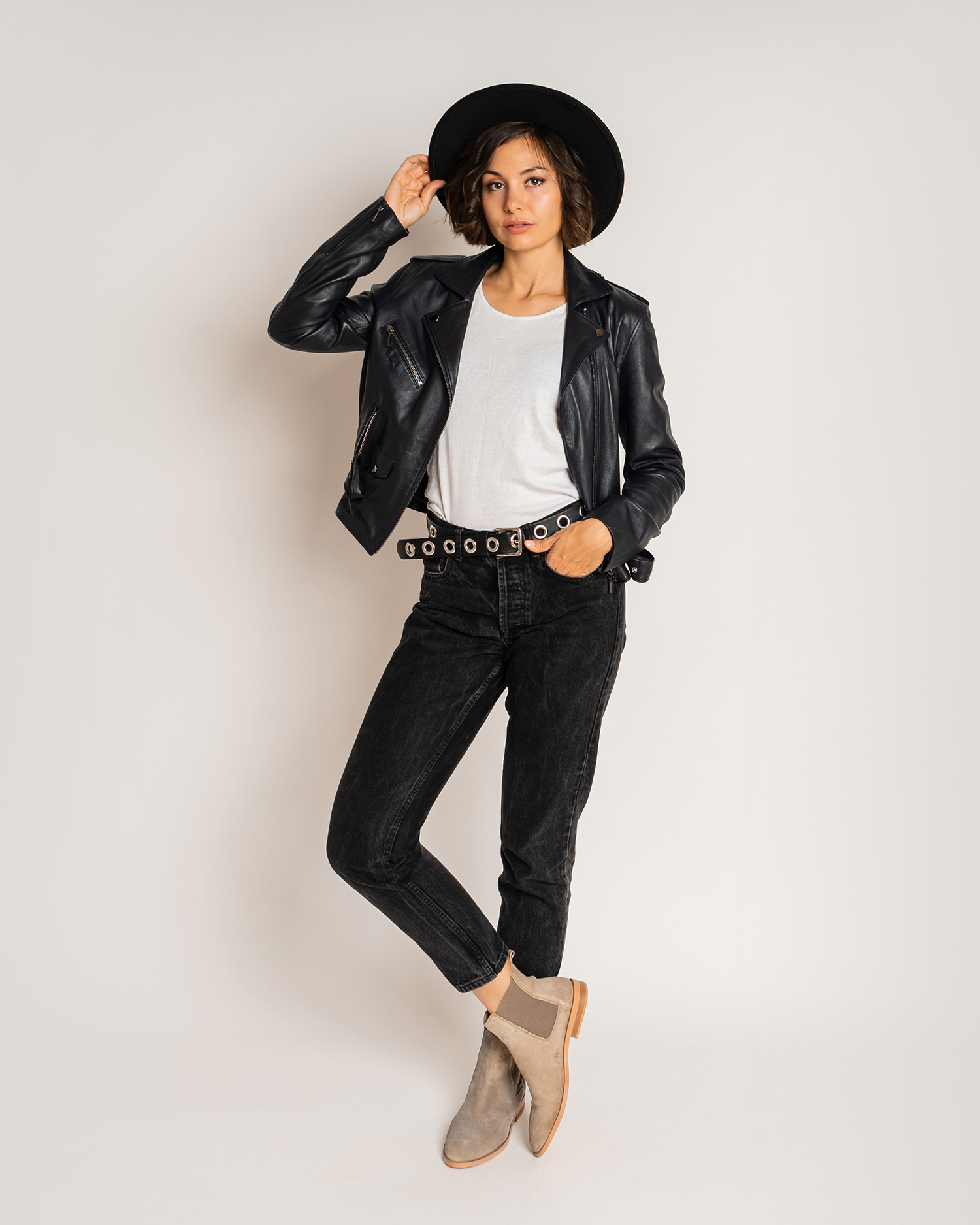 Demo product fashion black leather coat advanced pricing
